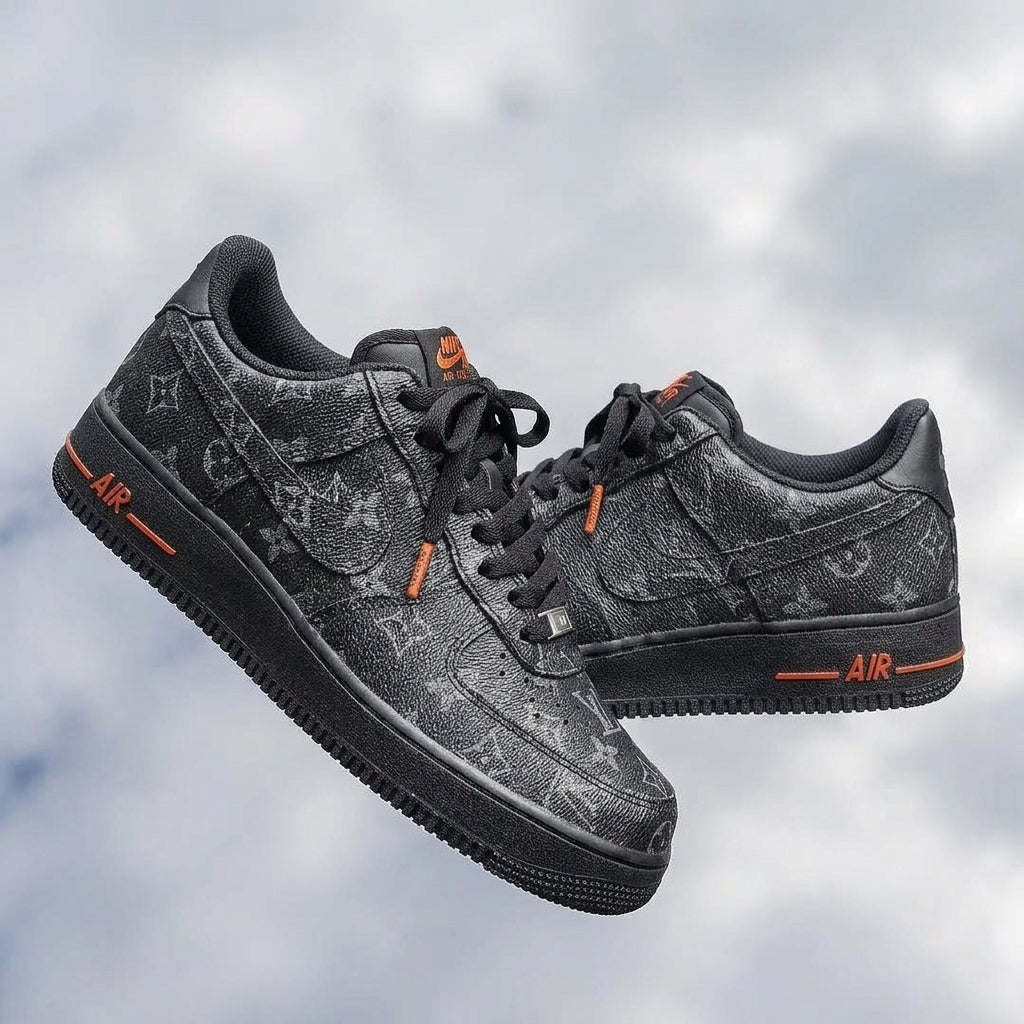 Hand Painted Black Custom Air Force 1 Sneakers