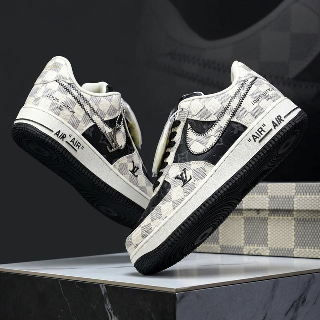 Custom Hand Painted Checkerboard Air Force 1 Sneakers
