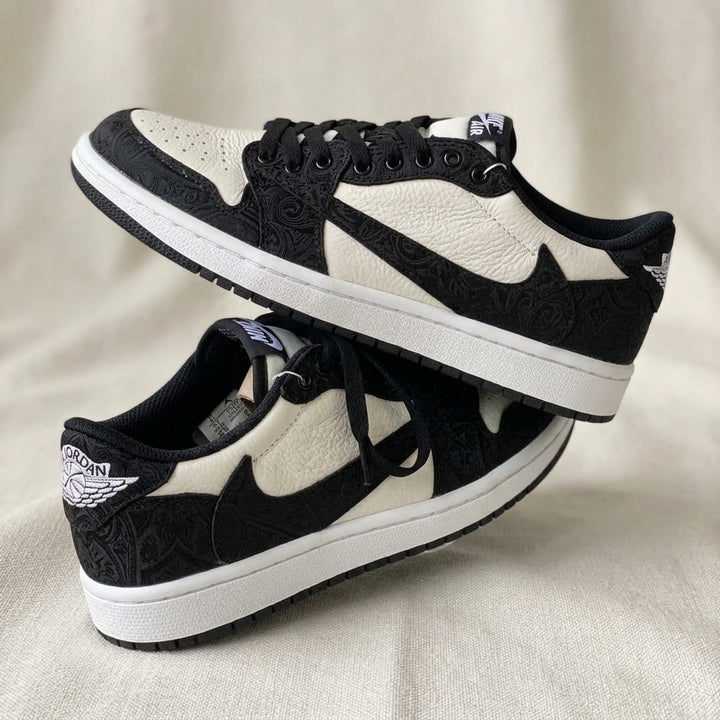 Hand Painted Black Paisley Custom Jordan 1 Sneakers
