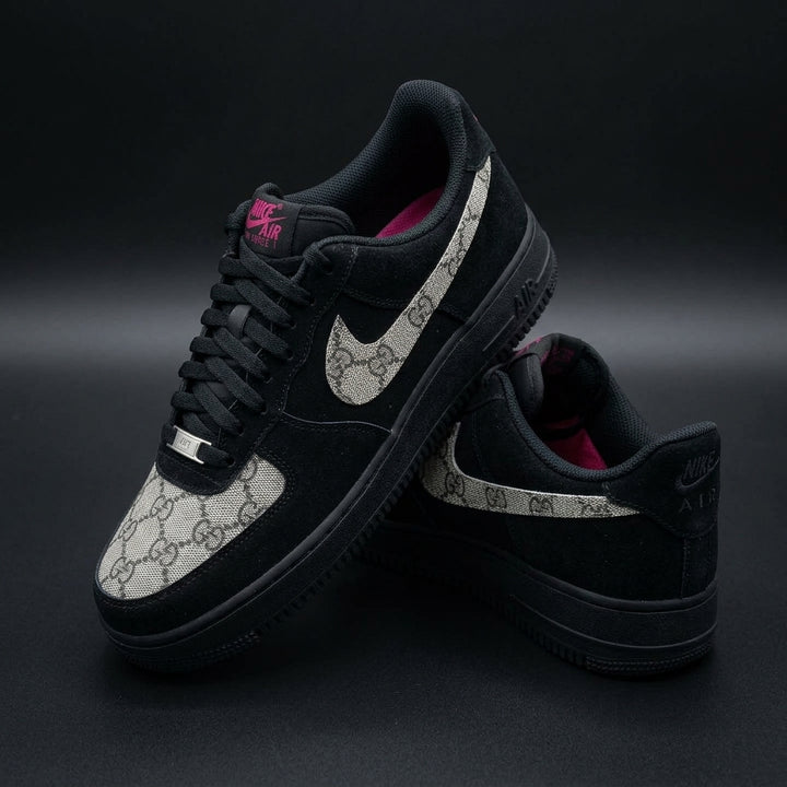 Hand Painted Custom Black Monogram Air Force 1 Sneakers
