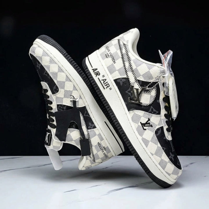 Hand Painted Black White Checkered Custom Air Force 1