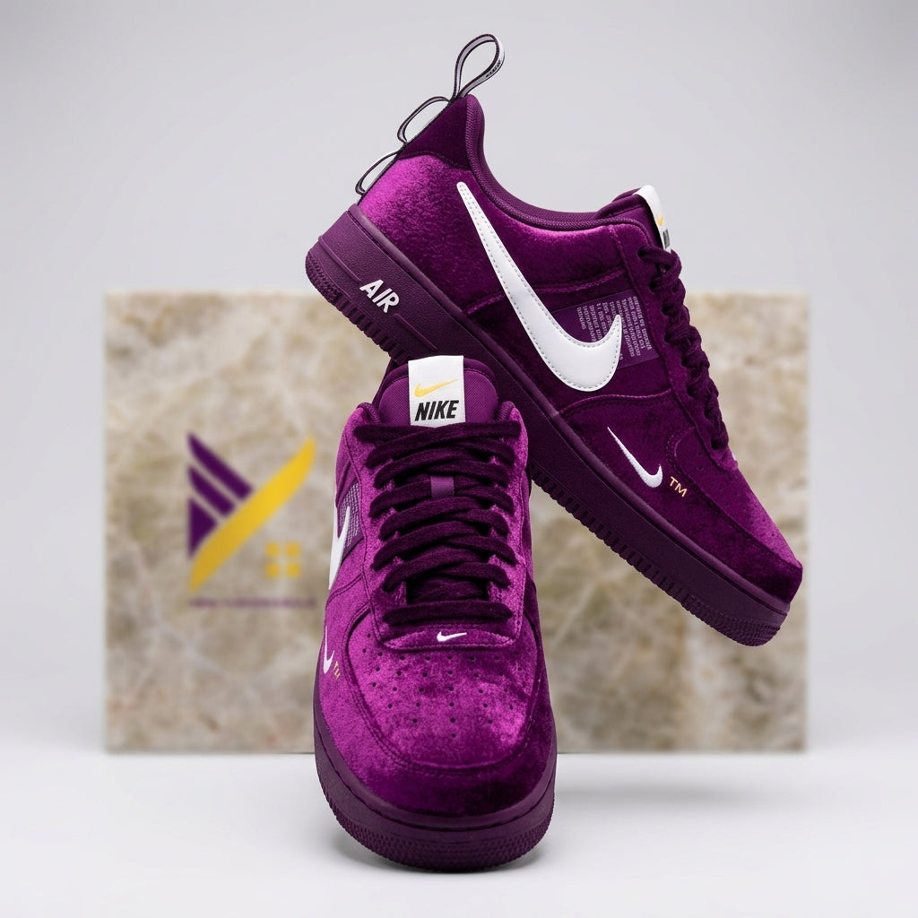 Custom Hand Painted Purple Velvet Air Force 1 Sneakers