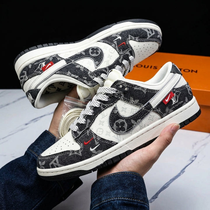 Hand Painted Black & White Custom Denim Sneakers