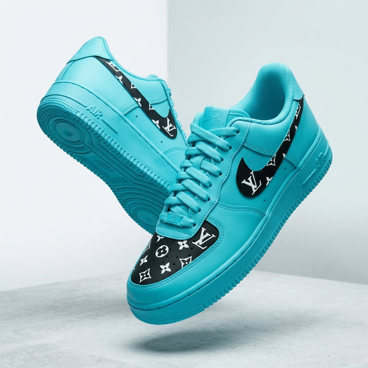Turquoise Hand Painted Custom Air Force 1 Sneakers