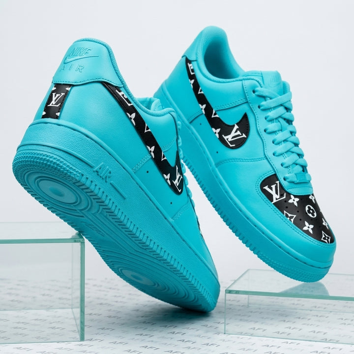 Turquoise Hand Painted Custom Air Force 1 Sneakers