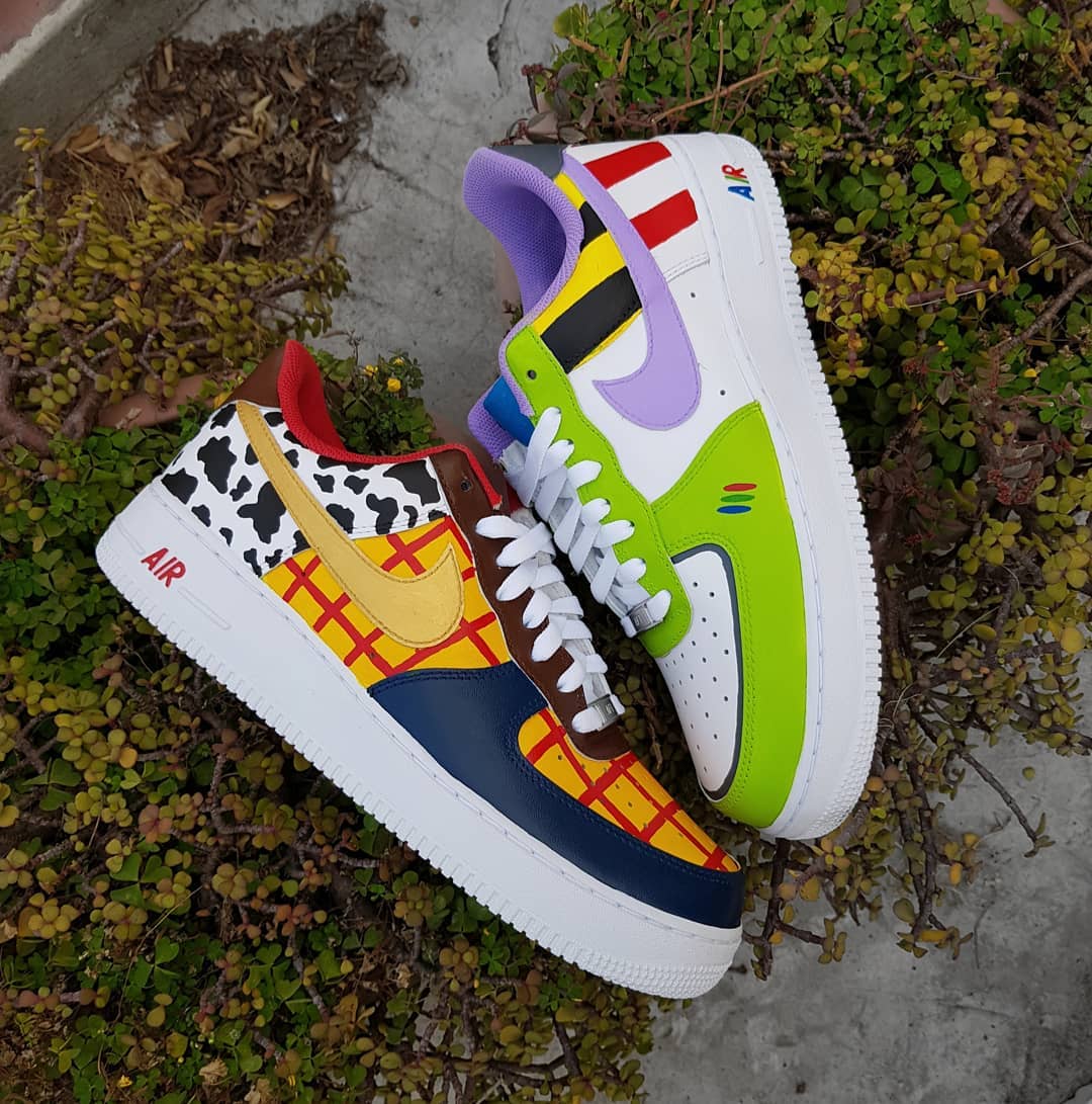 Graffiti Contrasting Purple Black Green Blue Green Yellow Custom Air Force 1