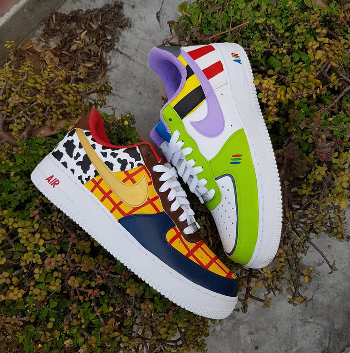 Graffiti Contrasting Purple Black Green Blue Green Yellow Custom Air Force 1