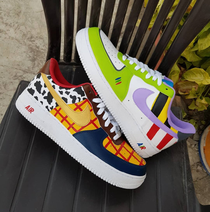 Graffiti Contrasting Purple Black Green Blue Green Yellow Custom Air Force 1