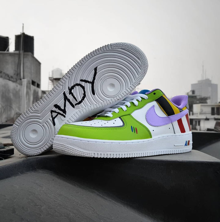 Graffiti Contrasting Purple Black Green Blue Green Yellow Custom Air Force 1
