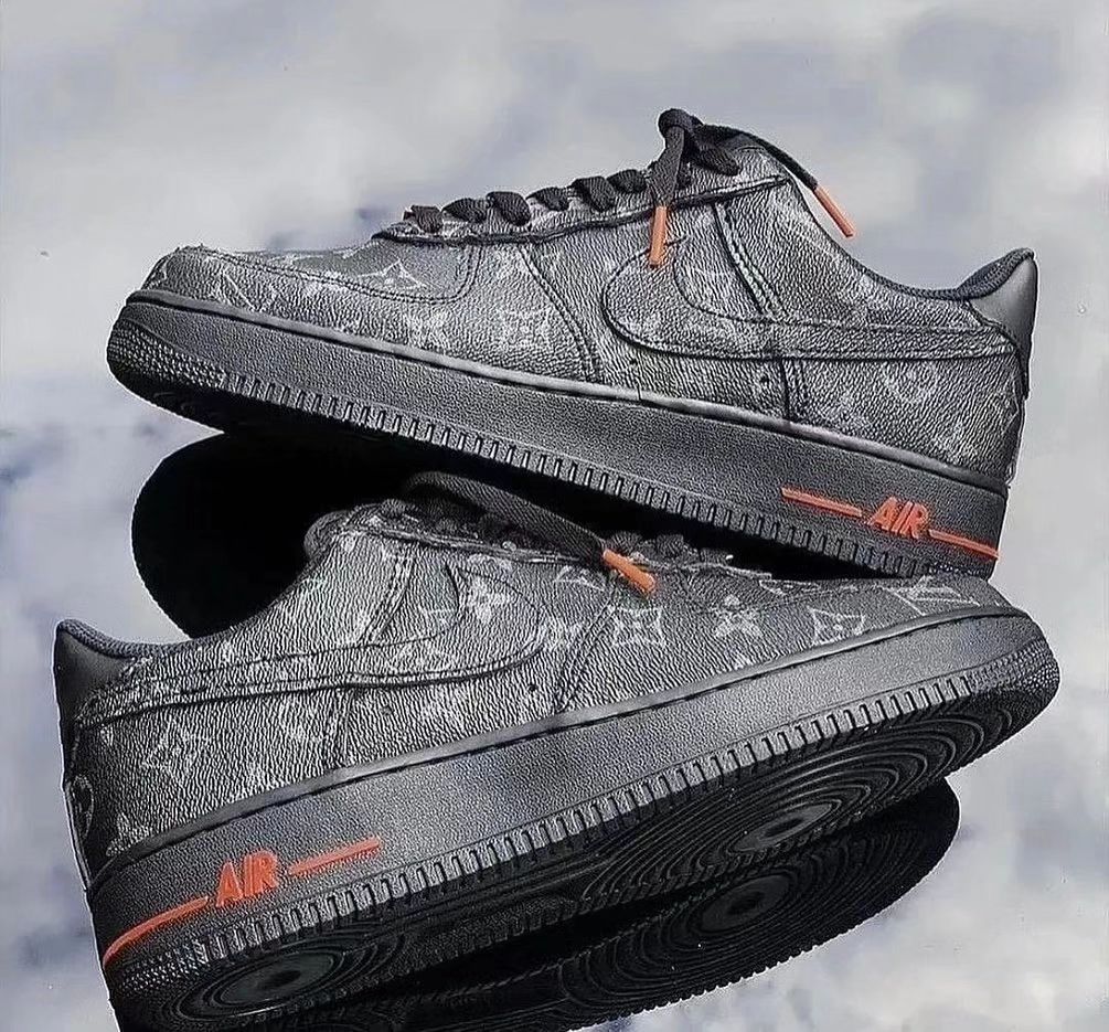 Gray Lv Logo Custom Air Force 1