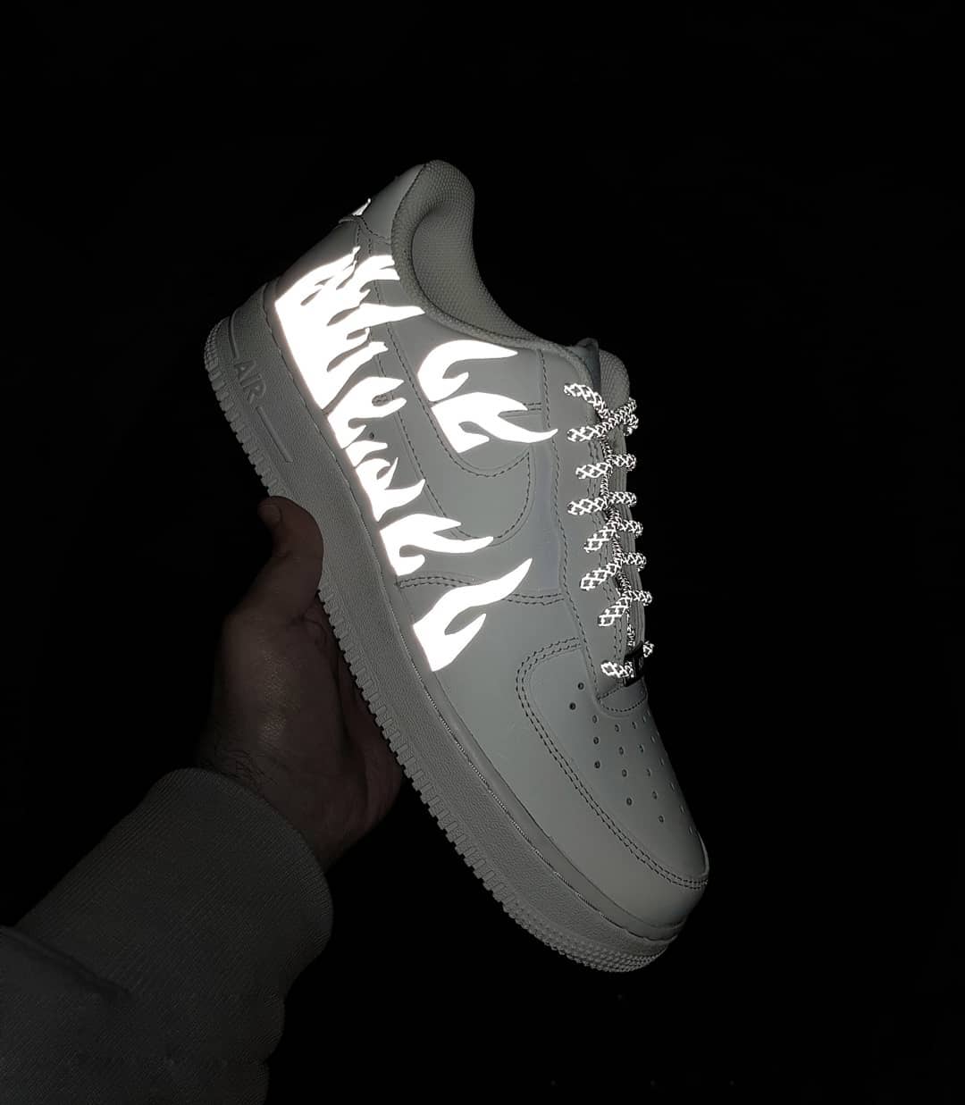 White Fire shine Custom Air Force 1