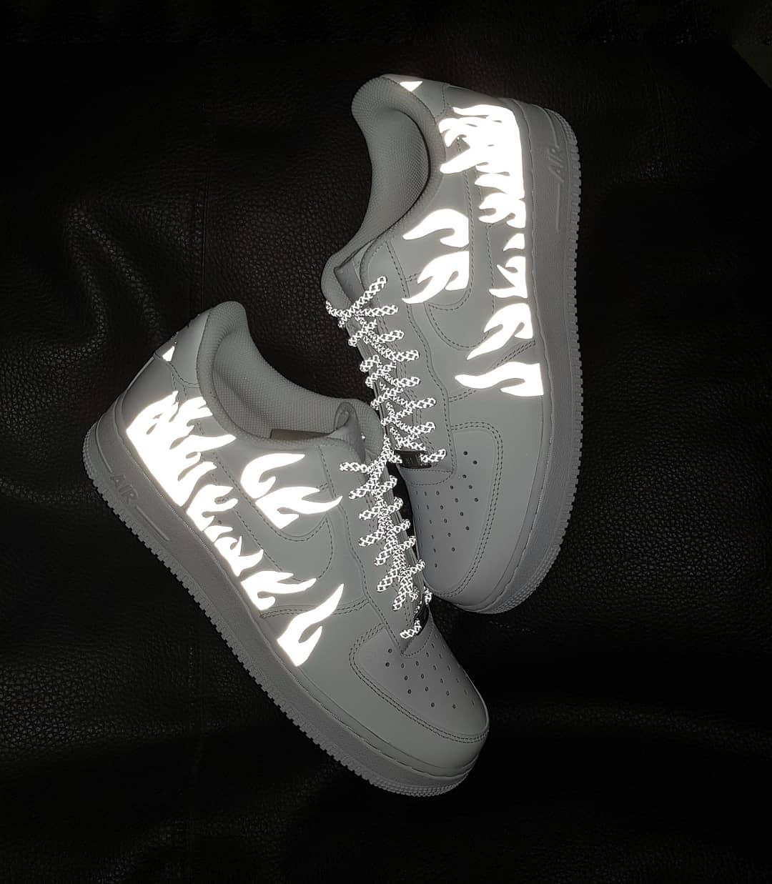 White Fire shine Custom Air Force 1