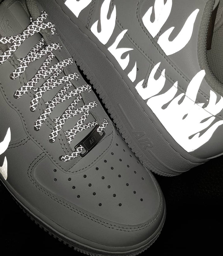 White Fire shine Custom Air Force 1