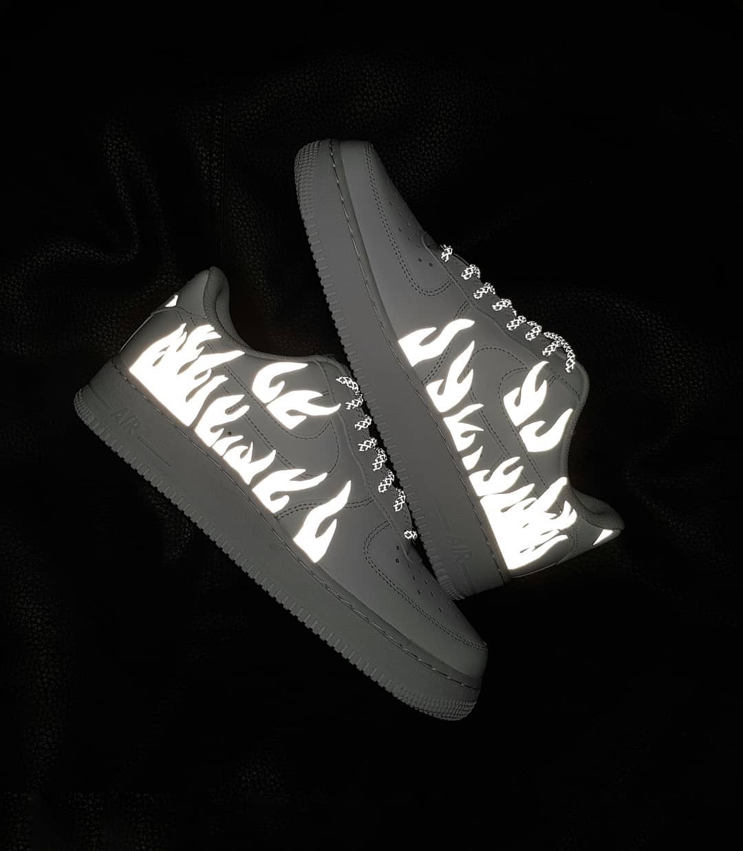 White Fire shine Custom Air Force 1