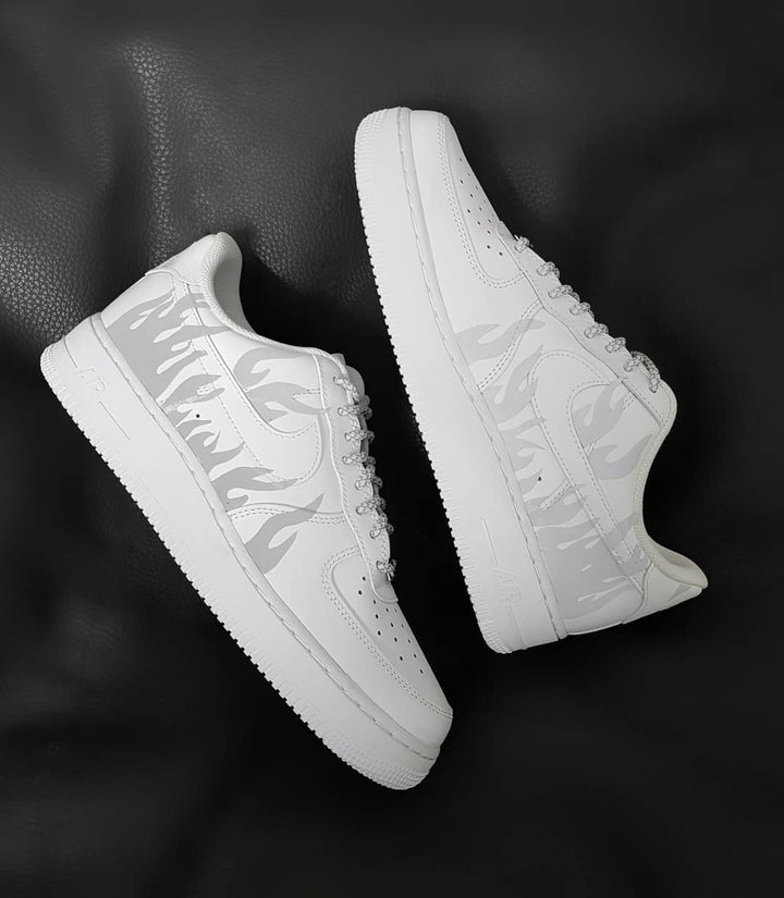 White Fire shine Custom Air Force 1