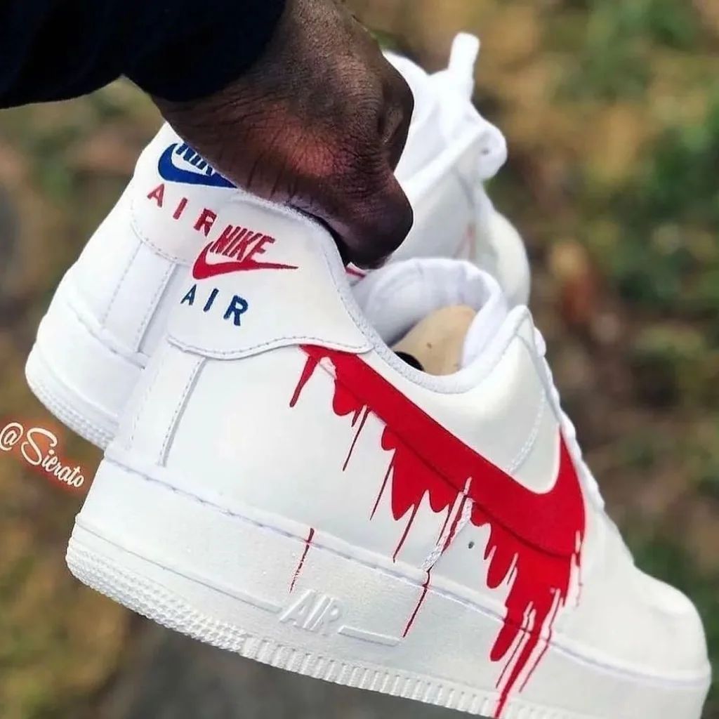 Red Dripping Swoosh Custom Air Force 1