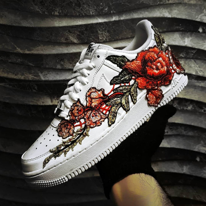 Embroidery Rose Red  Custom Air Force 1