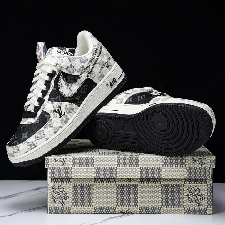 Hand Painted Black White Checkered Custom Air Force 1