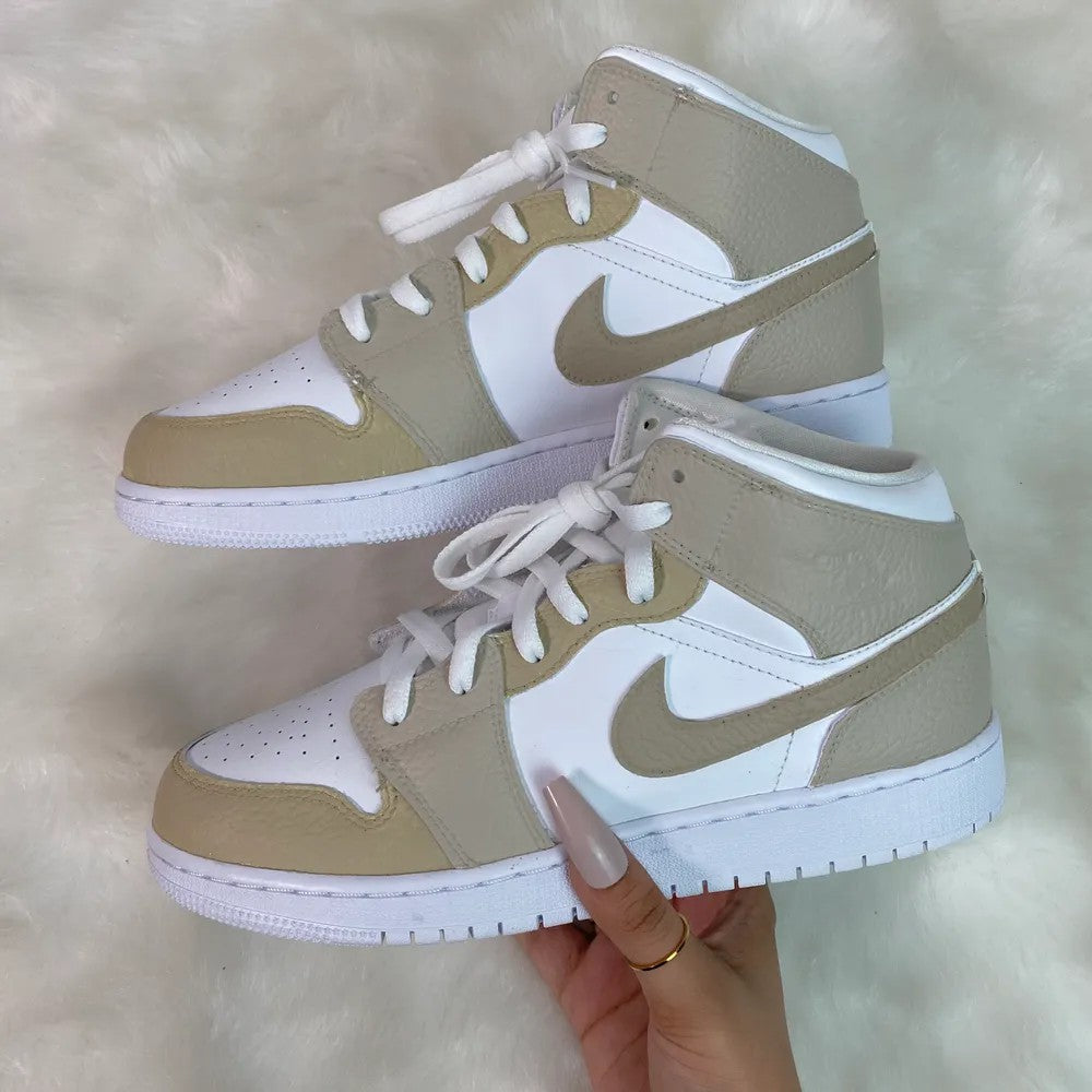 Custom Air Jordan 1 Grey Khaki White