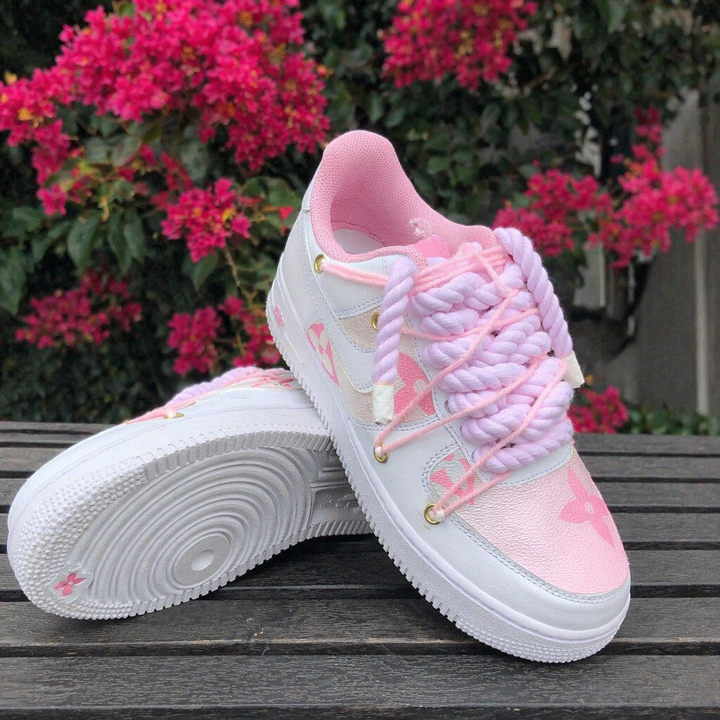 Custom Hand Painted Pink Air Force 1 Sneakers