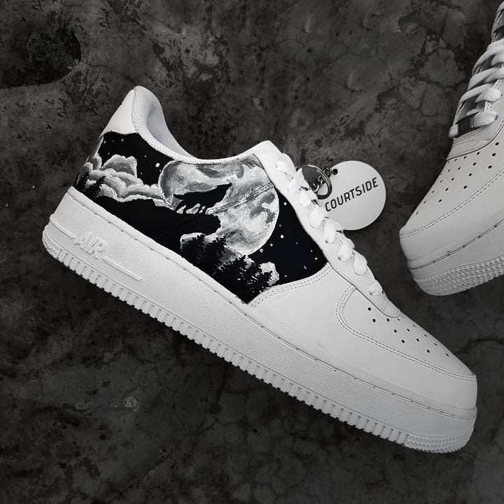 Moonlight Wolf forest Black White Custom Air Force 1