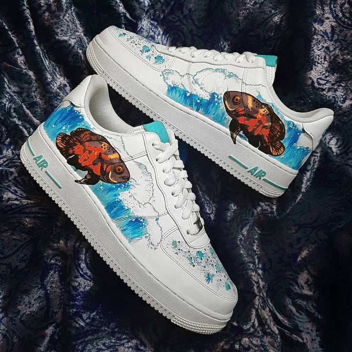 Sea Wave Fish Blue Orange Brown Custom Air Force 1