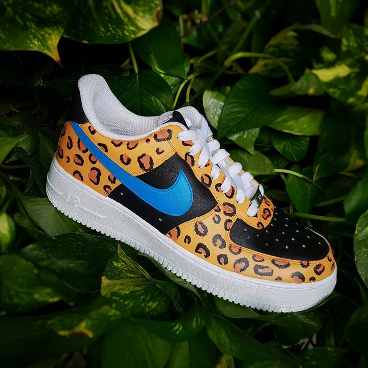 Leopard Pattern Black Blue Brown Custom Air Force 1