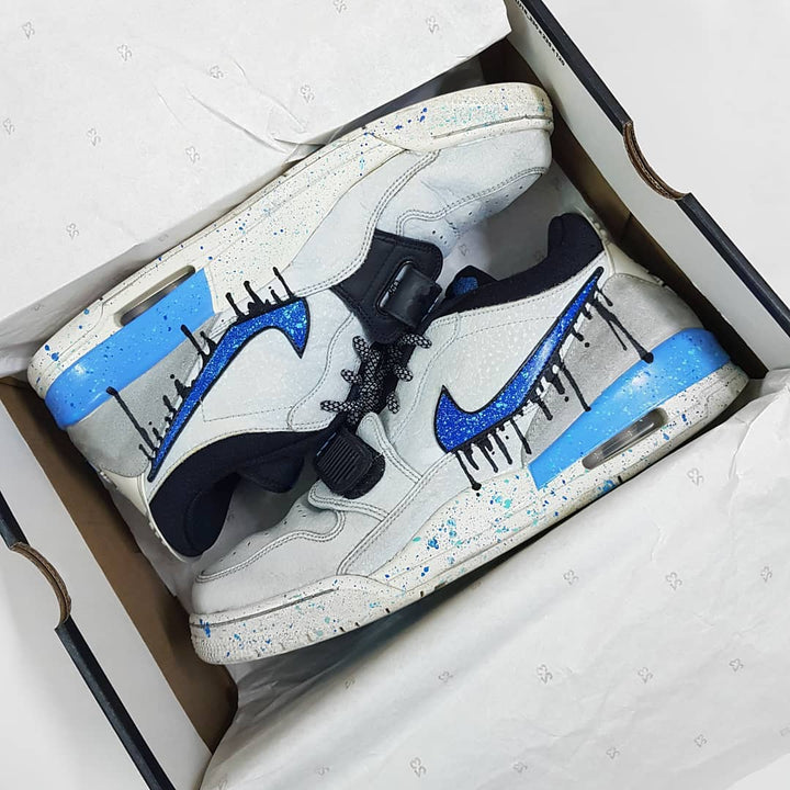Dripping Swoosh Gray Blue Custom Air Jordan 4