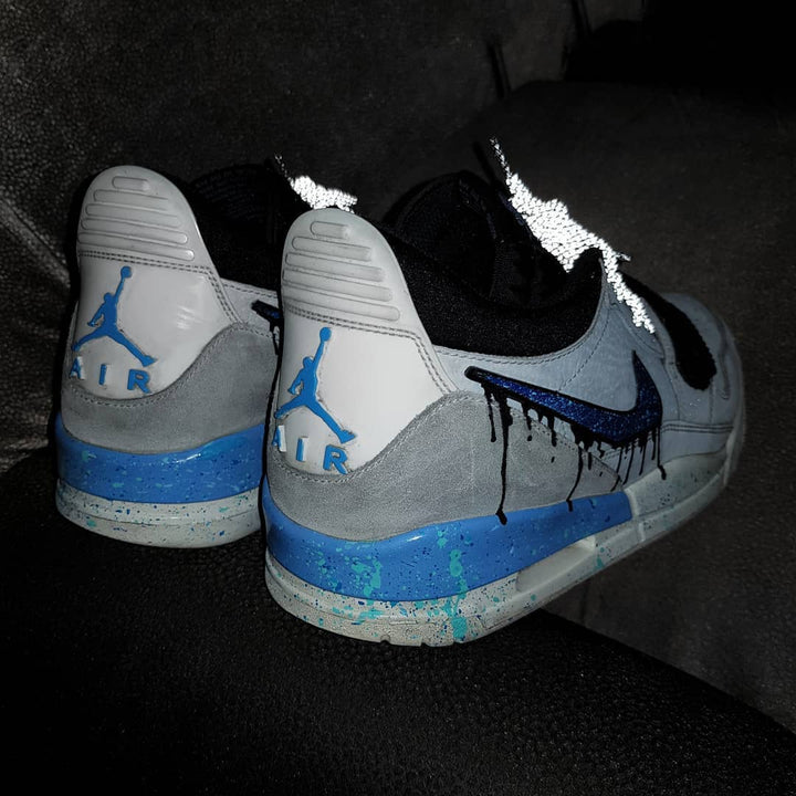 Dripping Swoosh Gray Blue Custom Air Jordan 4