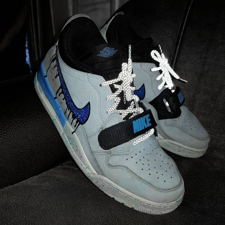Dripping Swoosh Gray Blue Custom Air Jordan 4