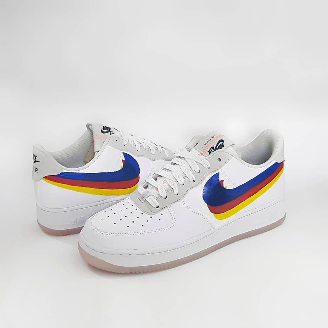 Yellow Blue Red Swoosh Custom Air Force 1