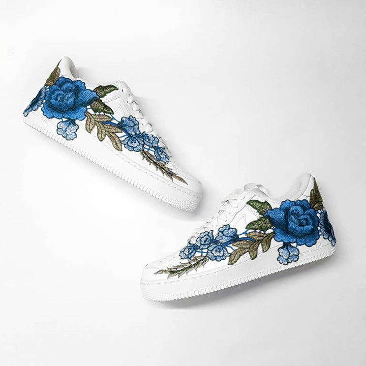 Embroidery Rose Blue Custom Nike Air Force 1