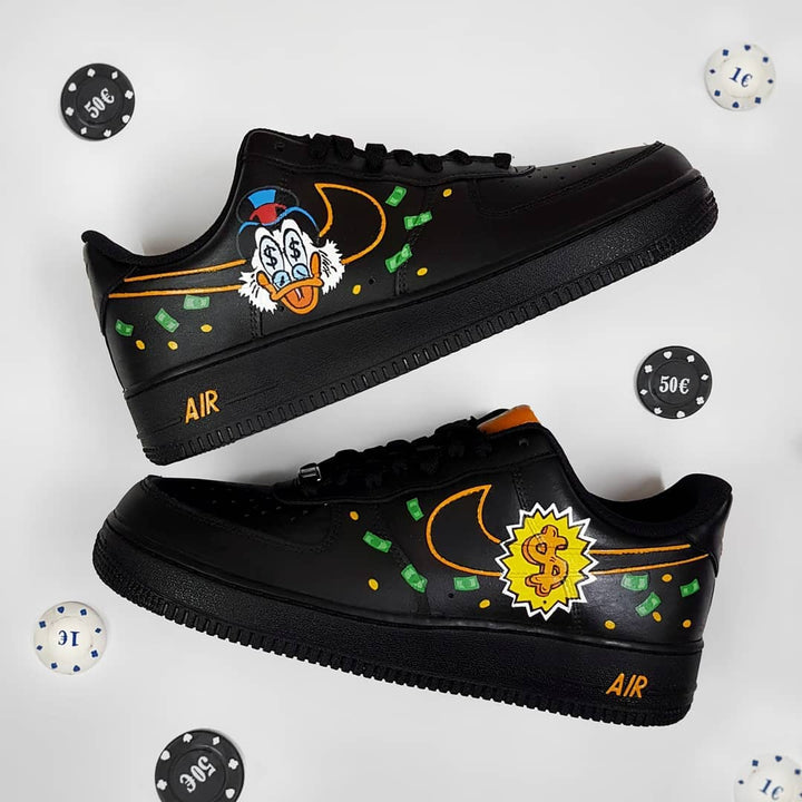 Cartoon Duck Money Black Green Custom Air Force 1