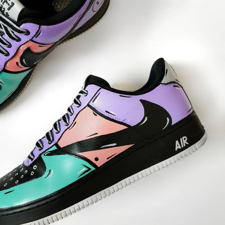 Navy Blue Pink Purple Reverse Swoosh Custom Air Force 1