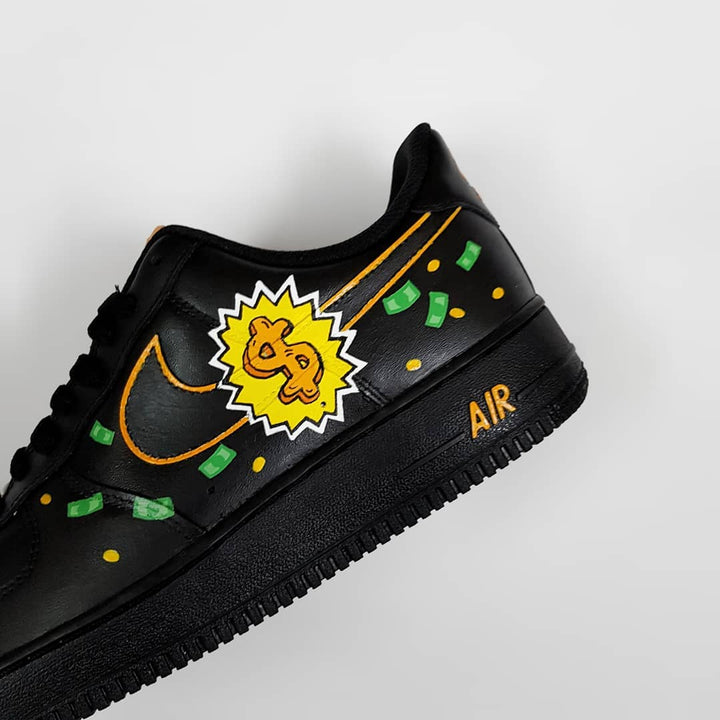 Cartoon Duck Money Black Green Custom Air Force 1