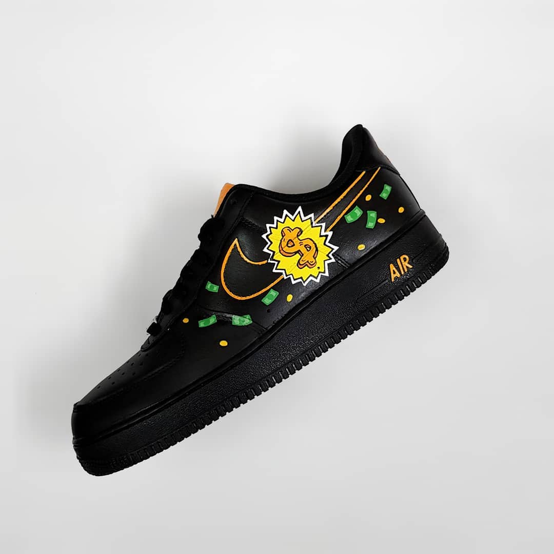 Cartoon Duck Money Black Green Custom Air Force 1