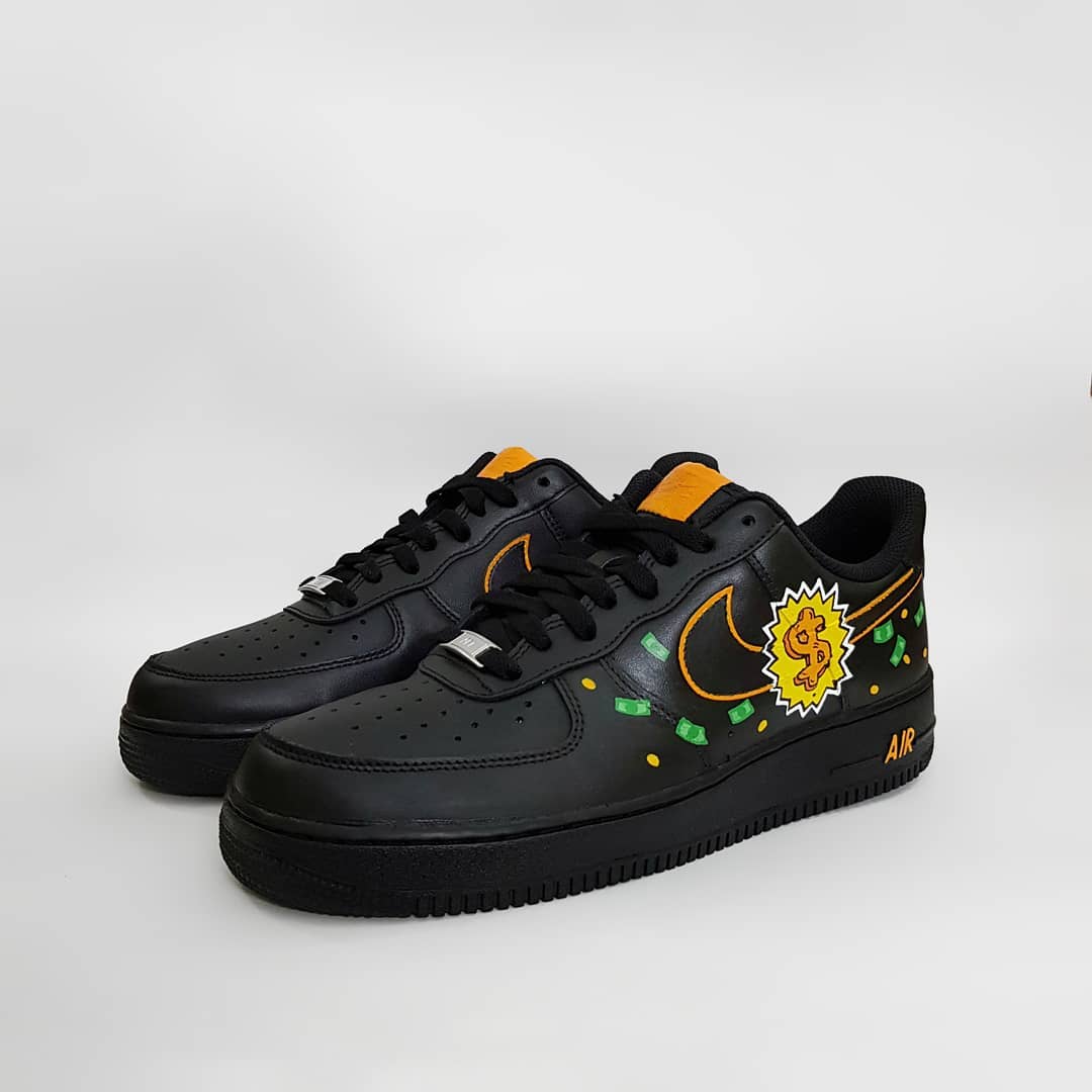 Cartoon Duck Money Black Green Custom Air Force 1