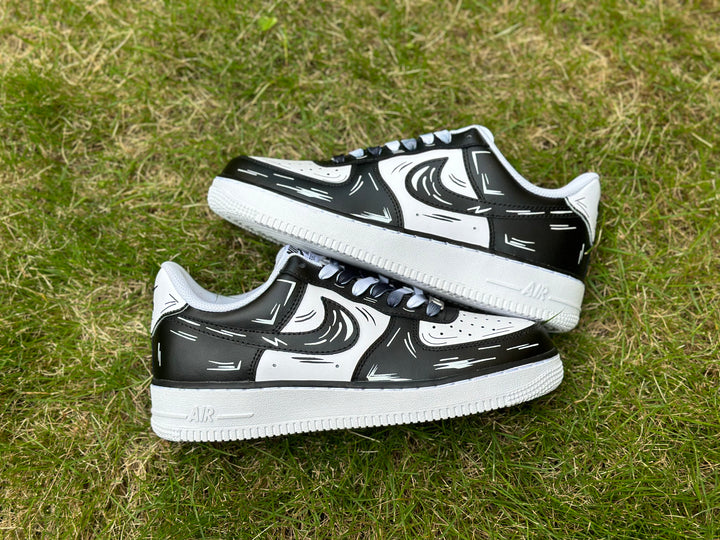 Custom Air Force 1 Black White Cartoon