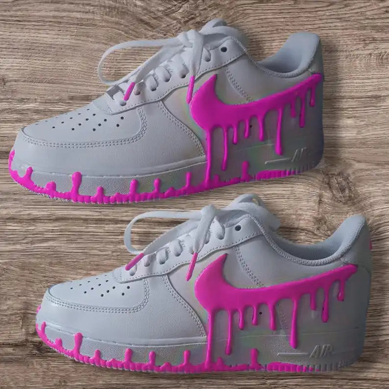 Hand Painted 3D Dripping Effect Custom Air Force 1, Multi-color Optional (Glow In Dark Available) Custom Sneakers, Unique Trendy Unisex Streetwear Casual Shoes