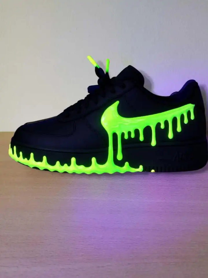 Hand Painted 3D Dripping Effect Custom Air Force 1, Multi-color Optional (Glow In Dark Available) Custom Sneakers, Unique Trendy Unisex Streetwear Casual Shoes