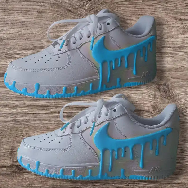 Hand Painted 3D Dripping Effect Custom Air Force 1, Multi-color Optional (Glow In Dark Available) Custom Sneakers, Unique Trendy Unisex Streetwear Casual Shoes