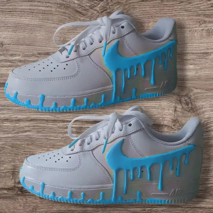 Hand Painted 3D Dripping Effect Custom Air Force 1, Multi-color Optional (Glow In Dark Available) Custom Sneakers, Unique Trendy Unisex Streetwear Casual Shoes