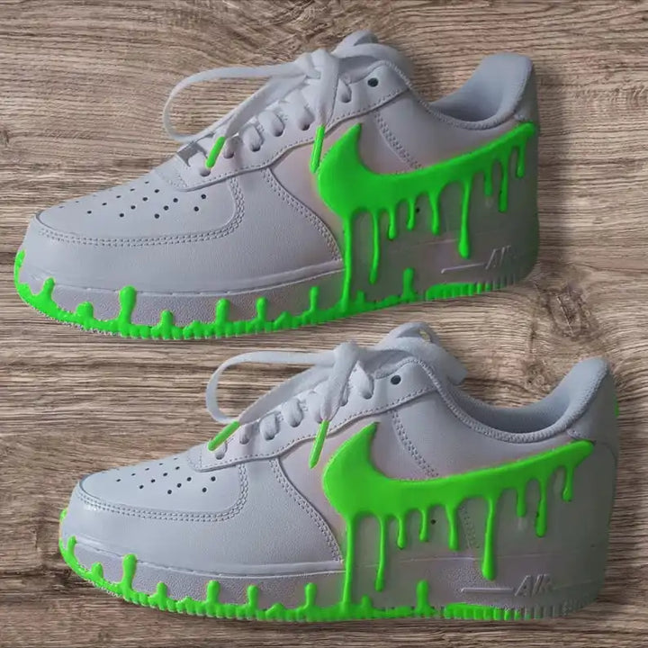 Hand Painted 3D Dripping Effect Custom Air Force 1, Multi-color Optional (Glow In Dark Available) Custom Sneakers, Unique Trendy Unisex Streetwear Casual Shoes
