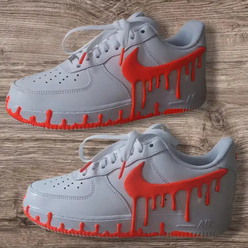 Hand Painted 3D Dripping Effect Custom Air Force 1, Multi-color Optional (Glow In Dark Available) Custom Sneakers, Unique Trendy Unisex Streetwear Casual Shoes