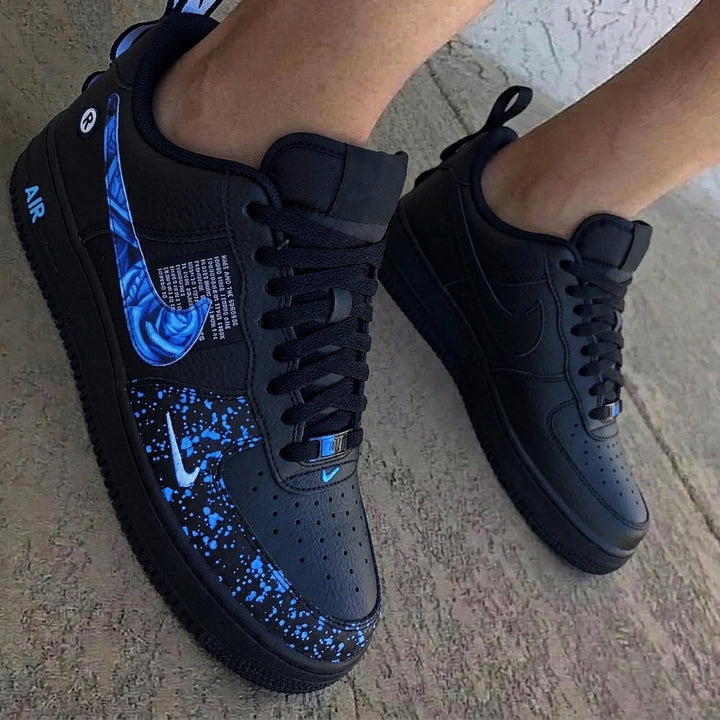 Black Blue Rose Splash Custom Nike Air Force 1