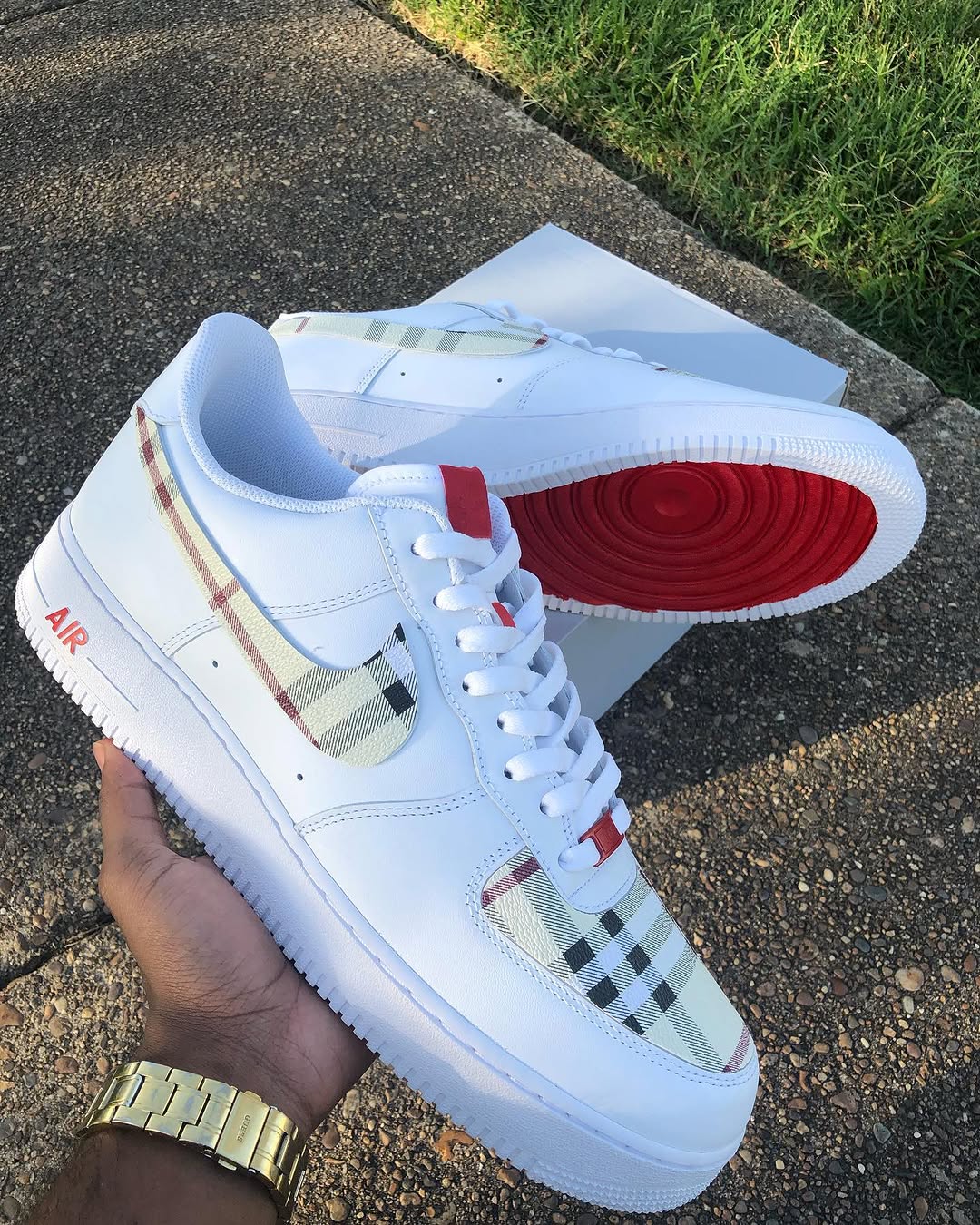 Hand Painted Plaid Custom Air Force 1 Sneakers