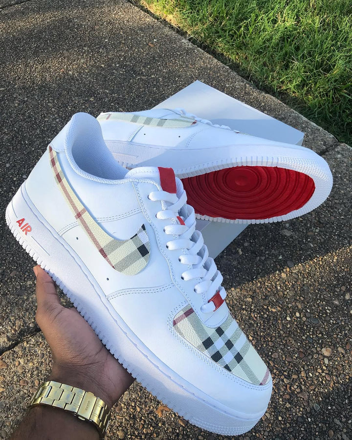 Hand Painted Plaid Custom Air Force 1 Sneakers