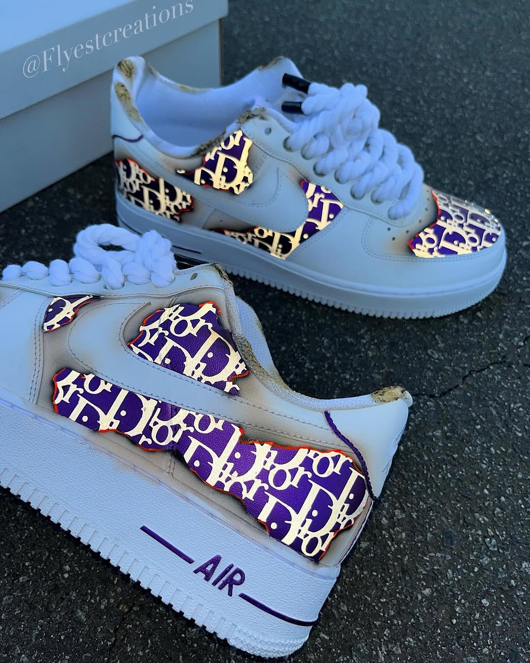 Custom Hand Painted Purple Air Force 1 Sneakers