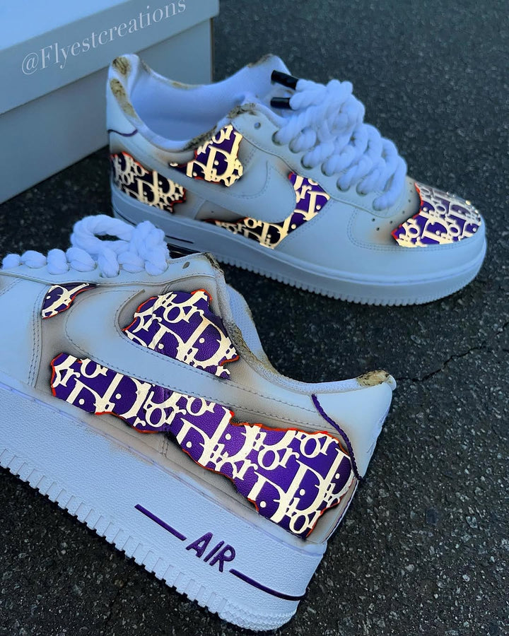 Custom Hand Painted Purple Air Force 1 Sneakers