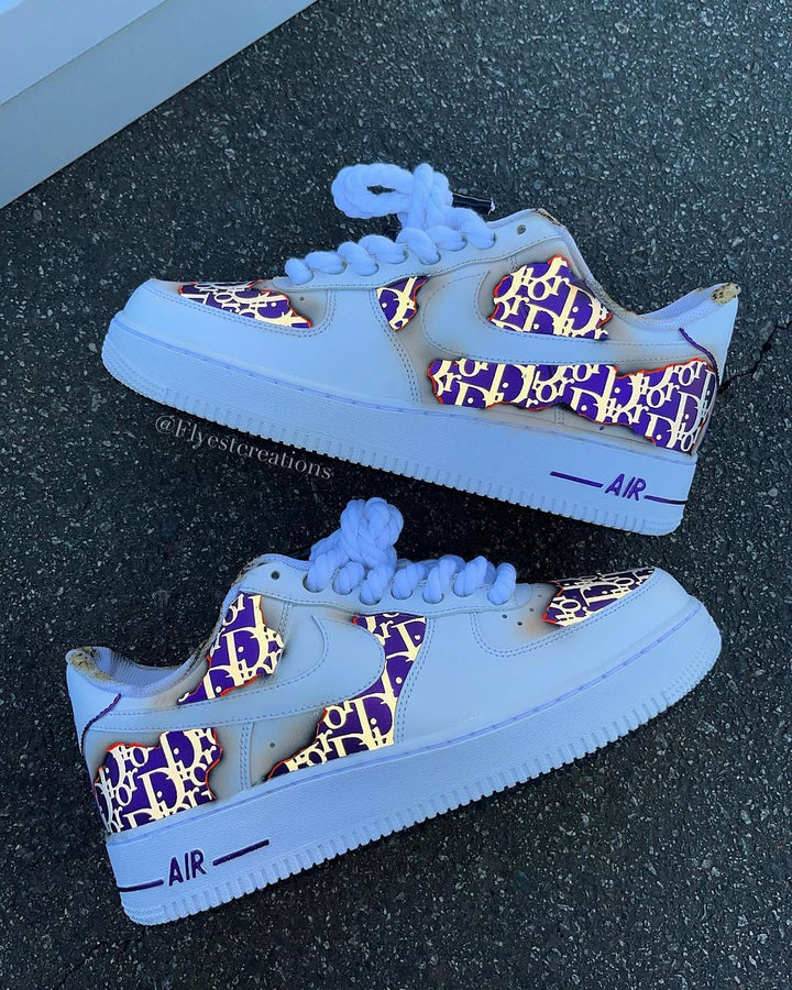 Custom Hand Painted Purple Air Force 1 Sneakers